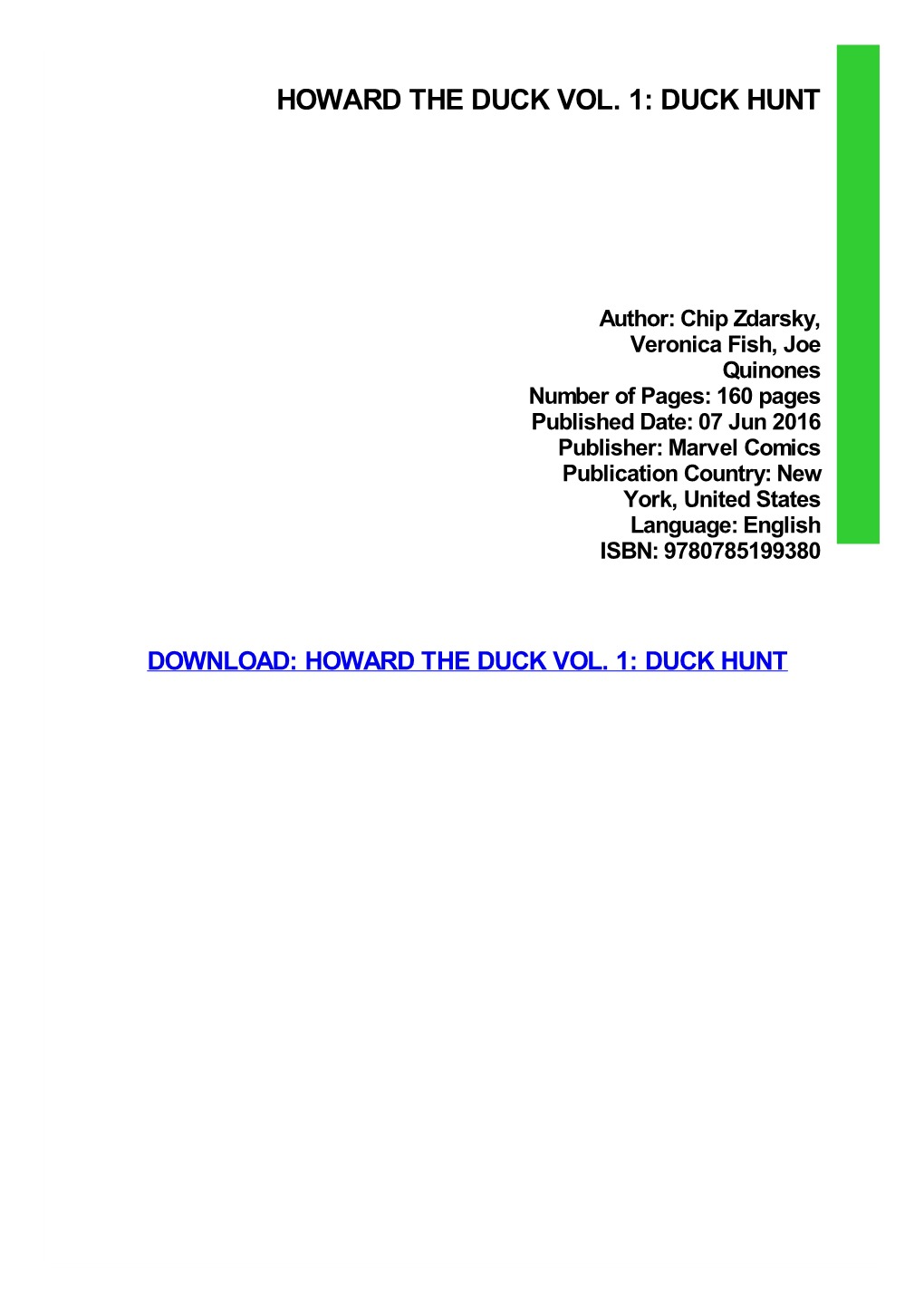 Howard the Duck Vol. 1: Duck Hunt