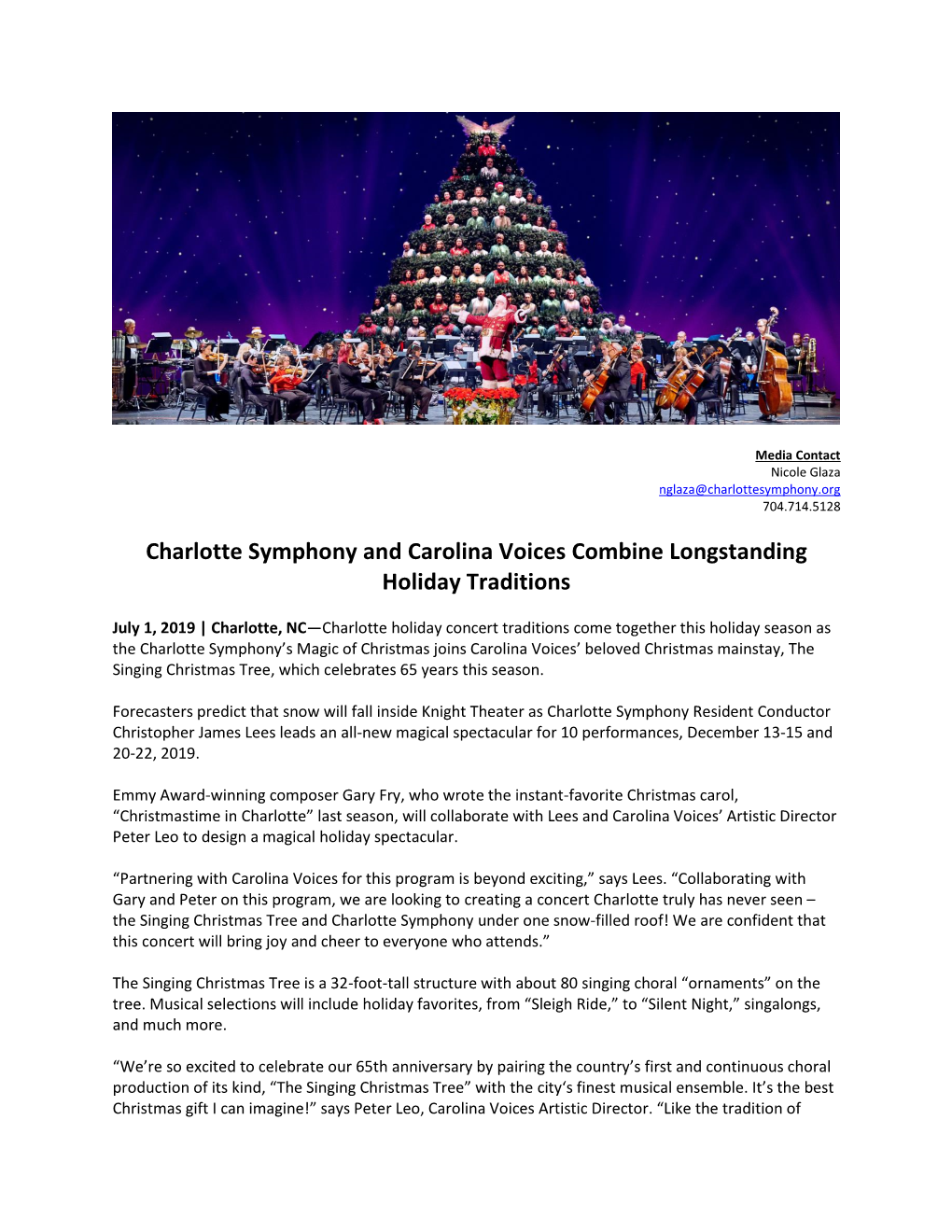 Charlotte Symphony and Carolina Voices Combine Longstanding Holiday Traditions