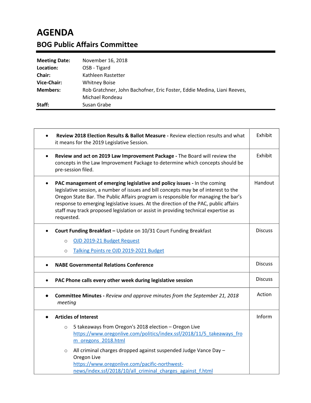 AGENDA BOG Public Affairs Committee