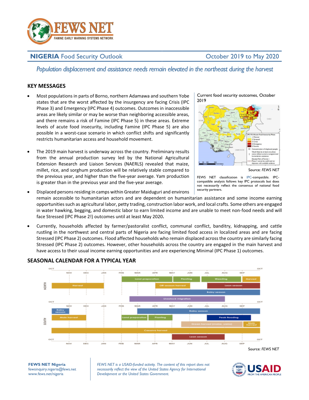 For More Information, See the Nigeria Food Security Outlook for October