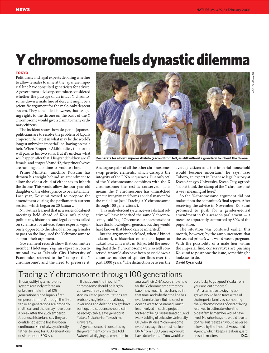 Y Chromosome Fuels Dynastic Dilemma