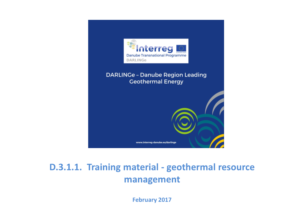 D.3.1.1. Training Material - Geothermal Resource Management