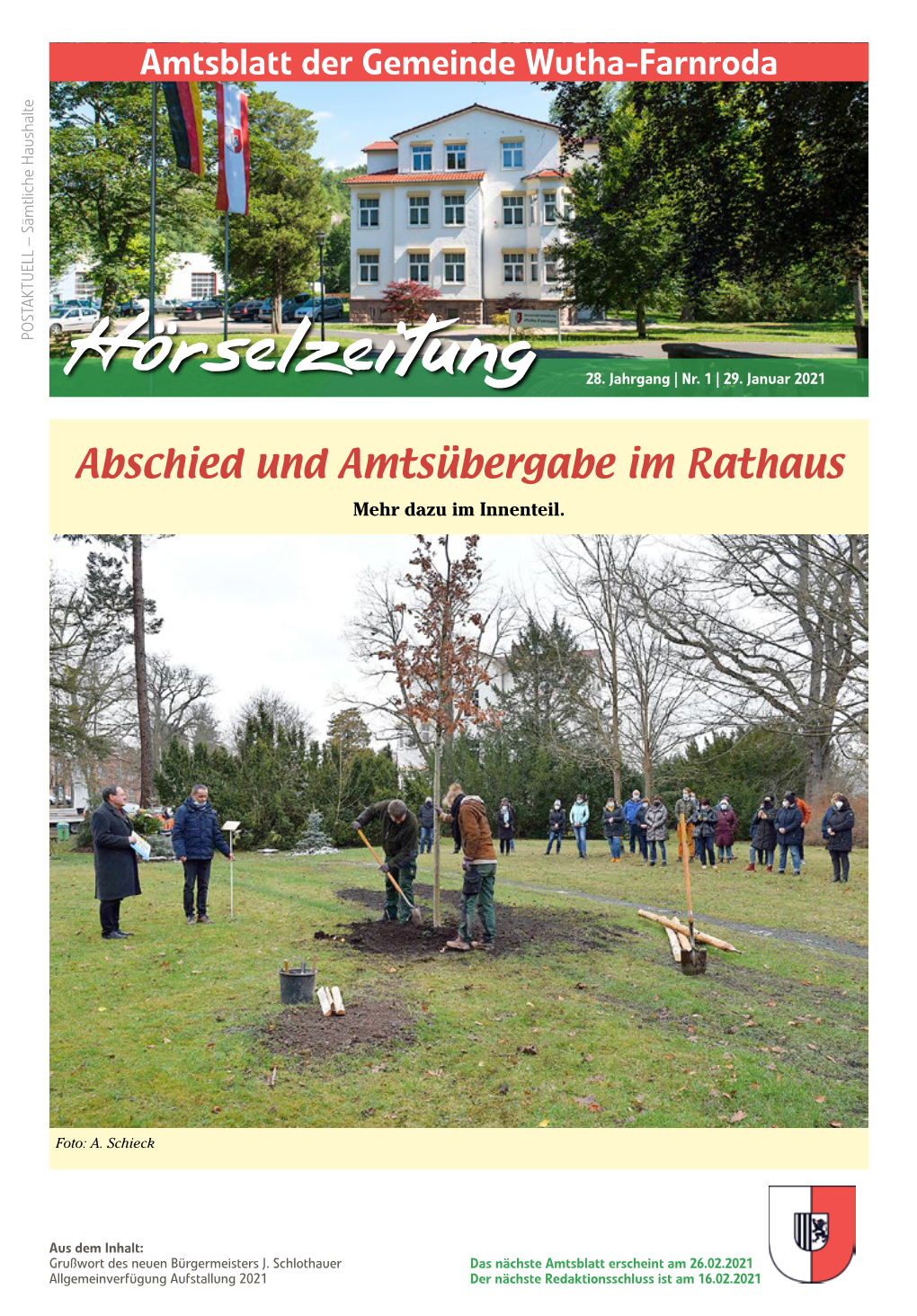 Amtsblatt Der Gemeinde Wutha-Farnroda Abschied Und