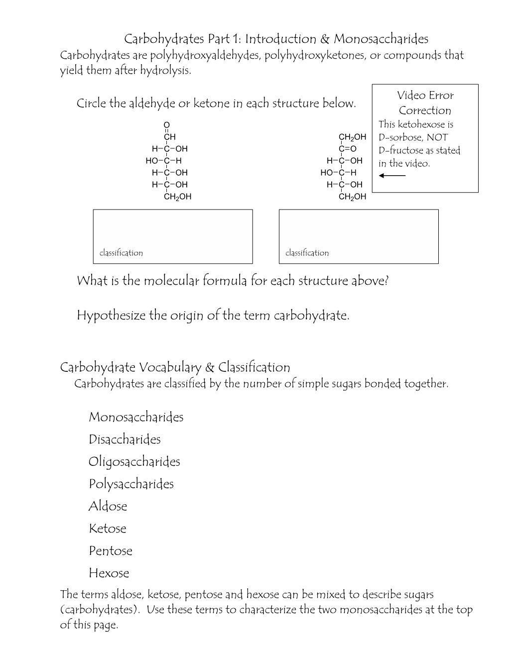 Carbohydrates Part 1: Introduction & Monosaccharides What Is The