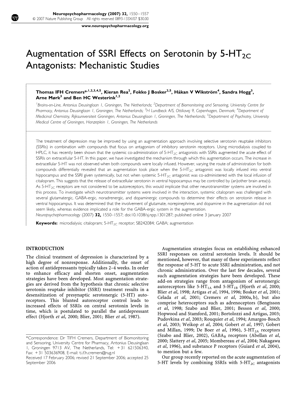 Augmentation of SSRI Effects on Serotonin by 5-HT2C Antagonists: Mechanistic Studies