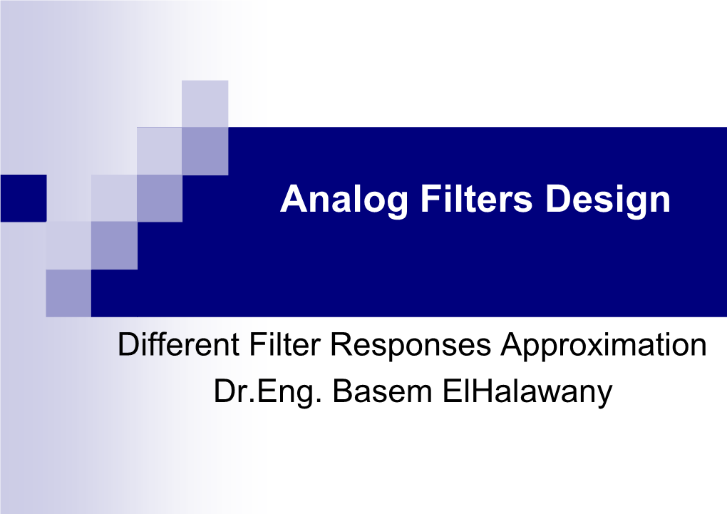 Analog Filters Design