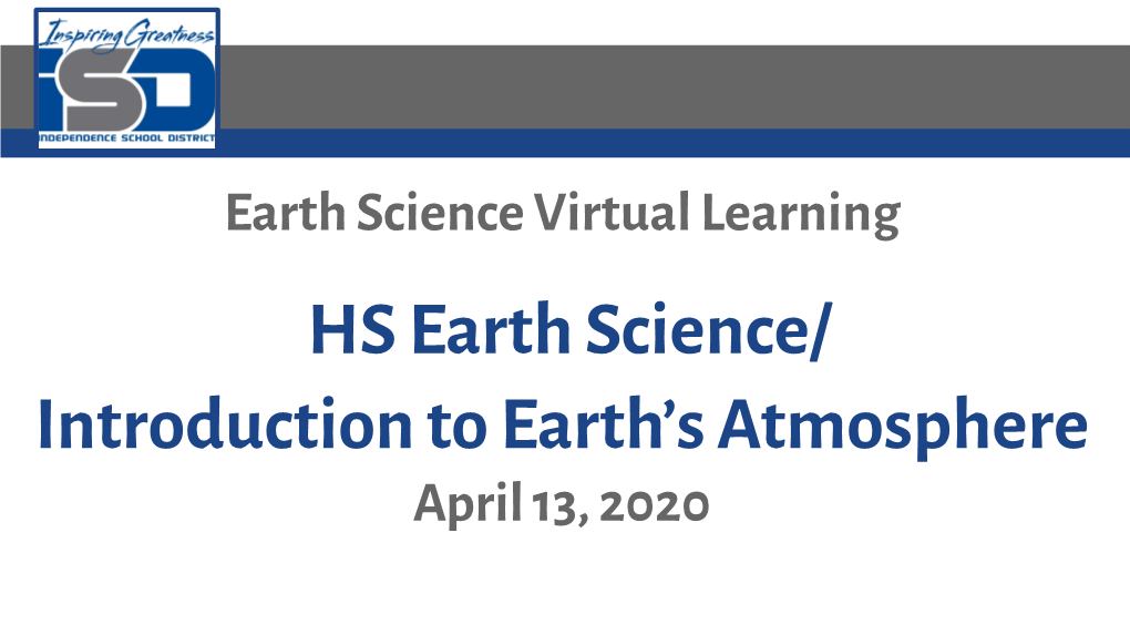 HS Earth Science/ Introduction to Earth's Atmosphere