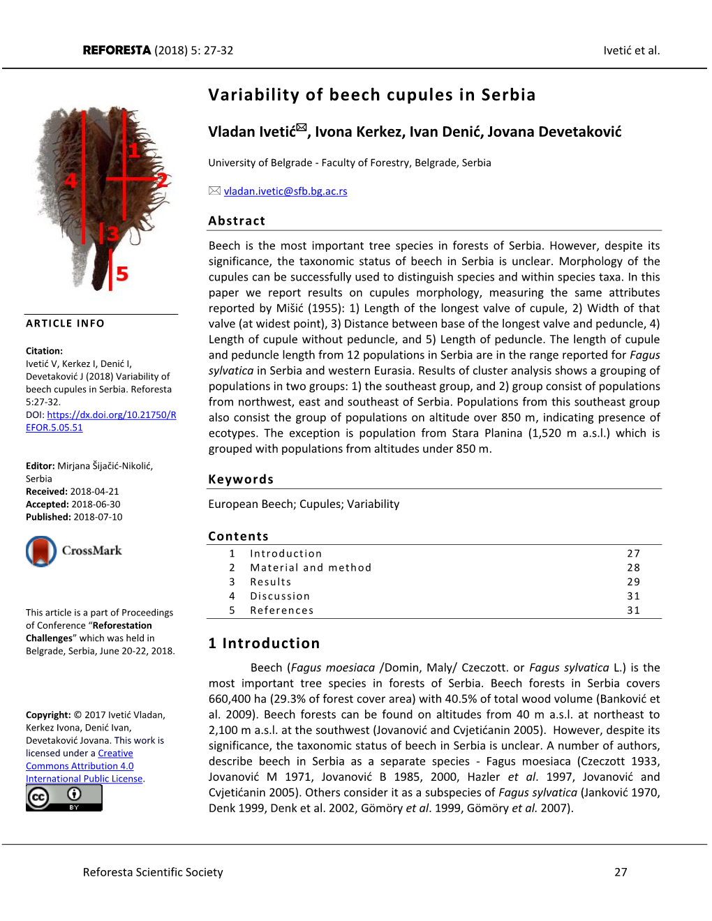 Variability of Beech Cupules in Serbia