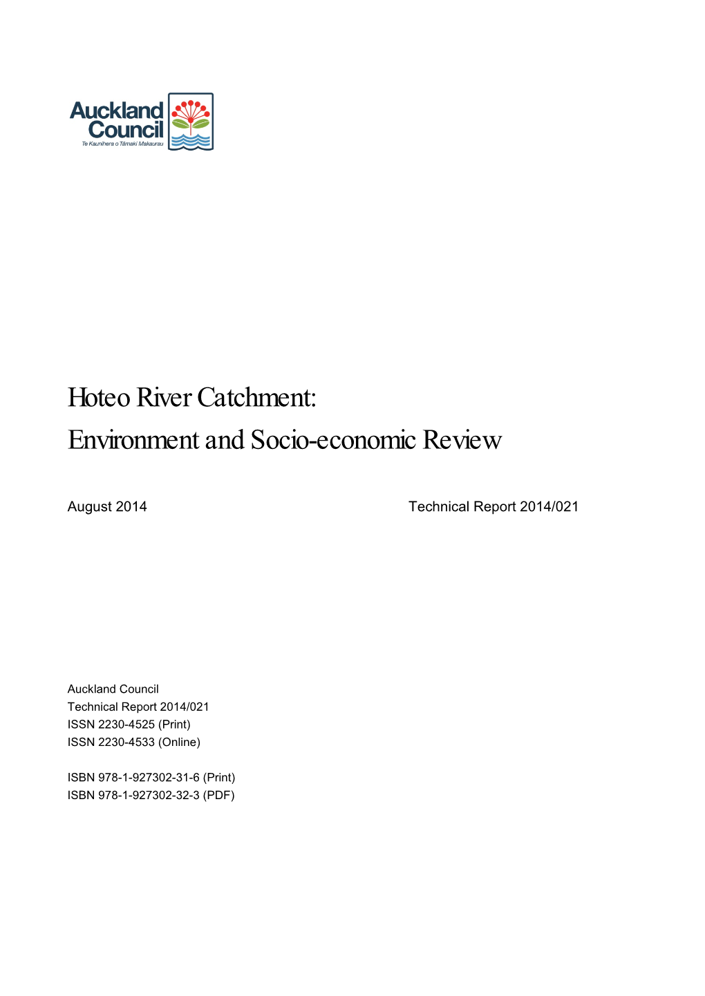 Hoteo River Catchment: Environment and Socio-Economic Review