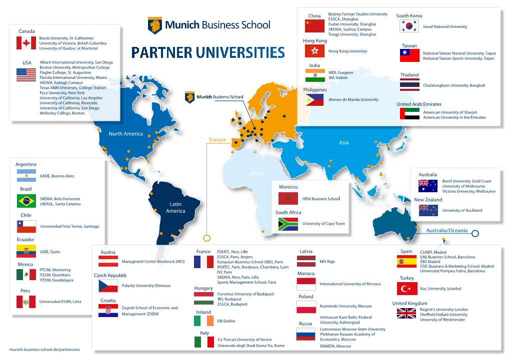 Munich Business School SKEMA, Suzhou Campus Tongji University, Shanghai Brock University, St