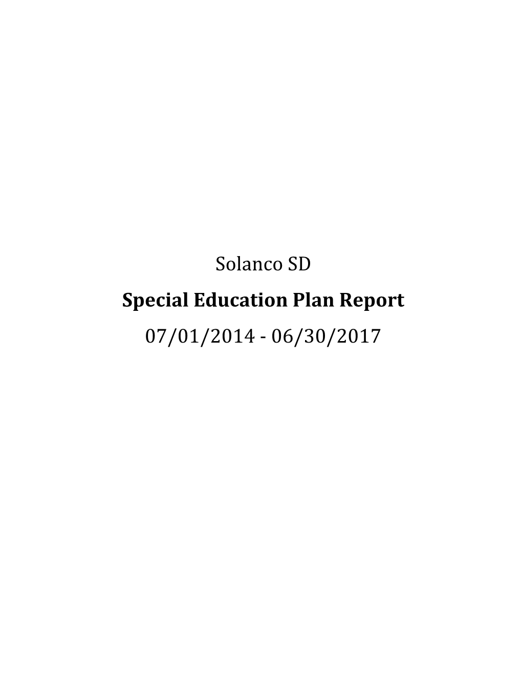 Special Education Plan Report