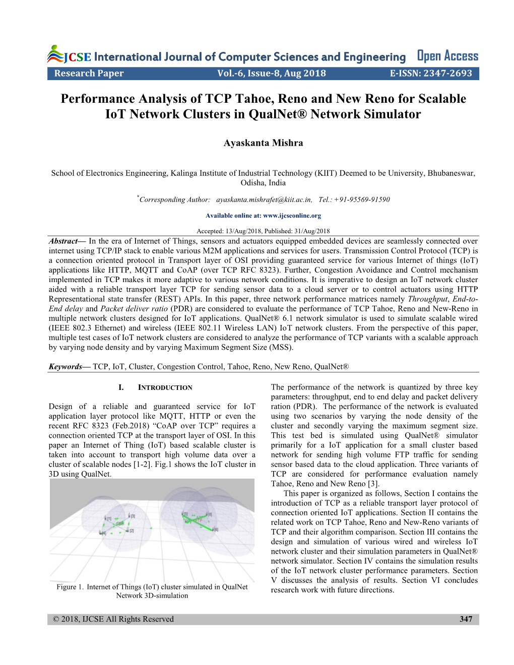 Performance Analysis of TCP Tahoe, Reno and New Reno for Scalable Iot Network Clusters in Qualnet® Network Simulator