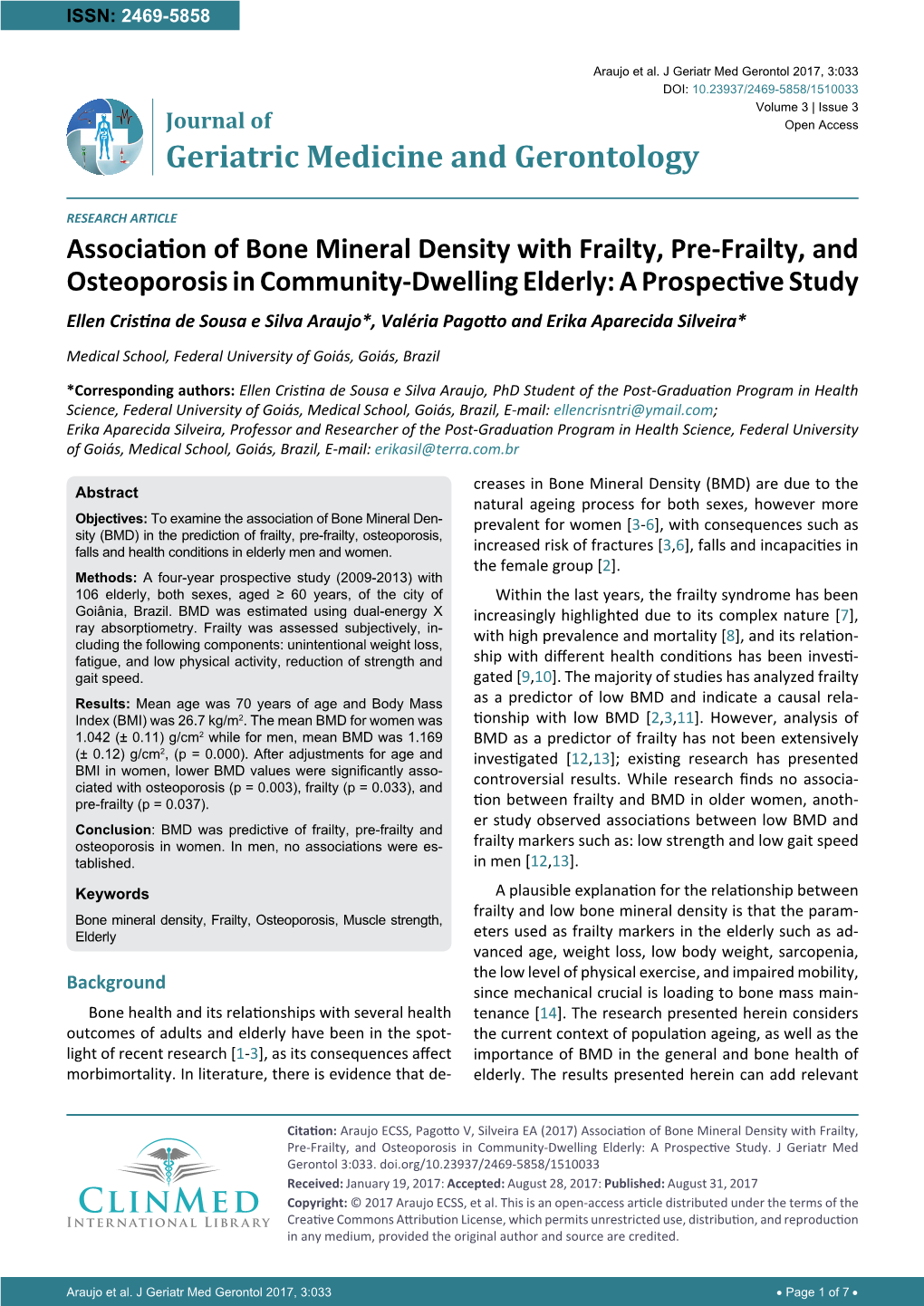 Association of Bone Mineral Density with Frailty, Pre-Frailty, and Osteoporosis in Community-Dwelling Elderly: a Prospective