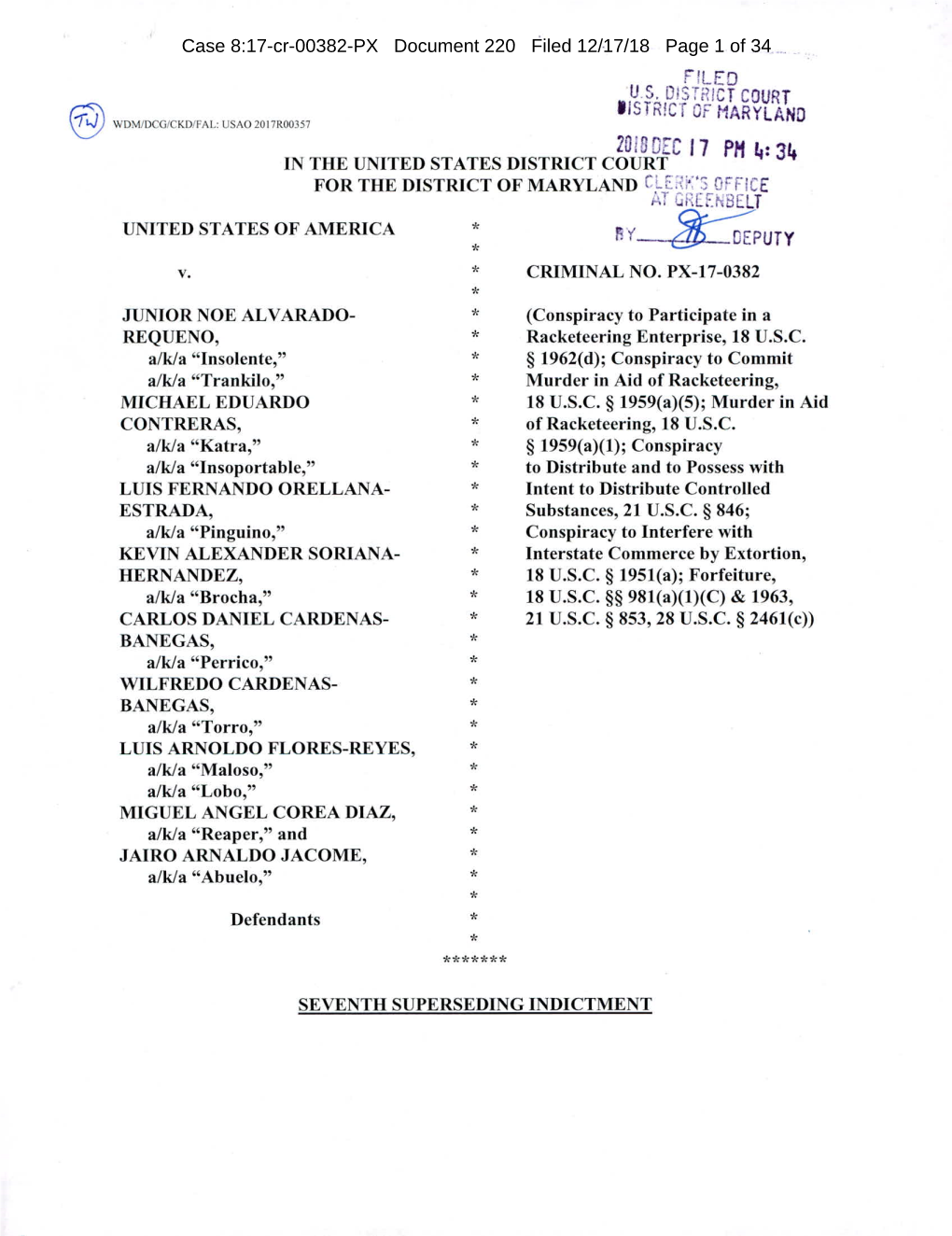 Download Tejada-Cruz Seventh Superseding Indictment