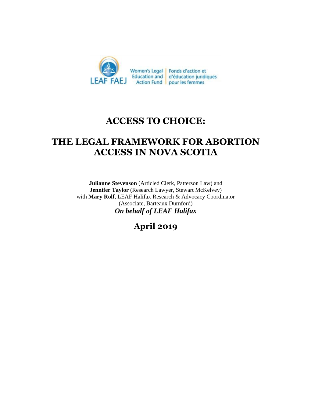 The Legal Framework for Abortion Access in Nova Scotia