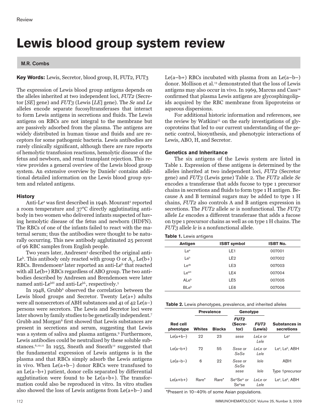 Lewis Blood Group System Review