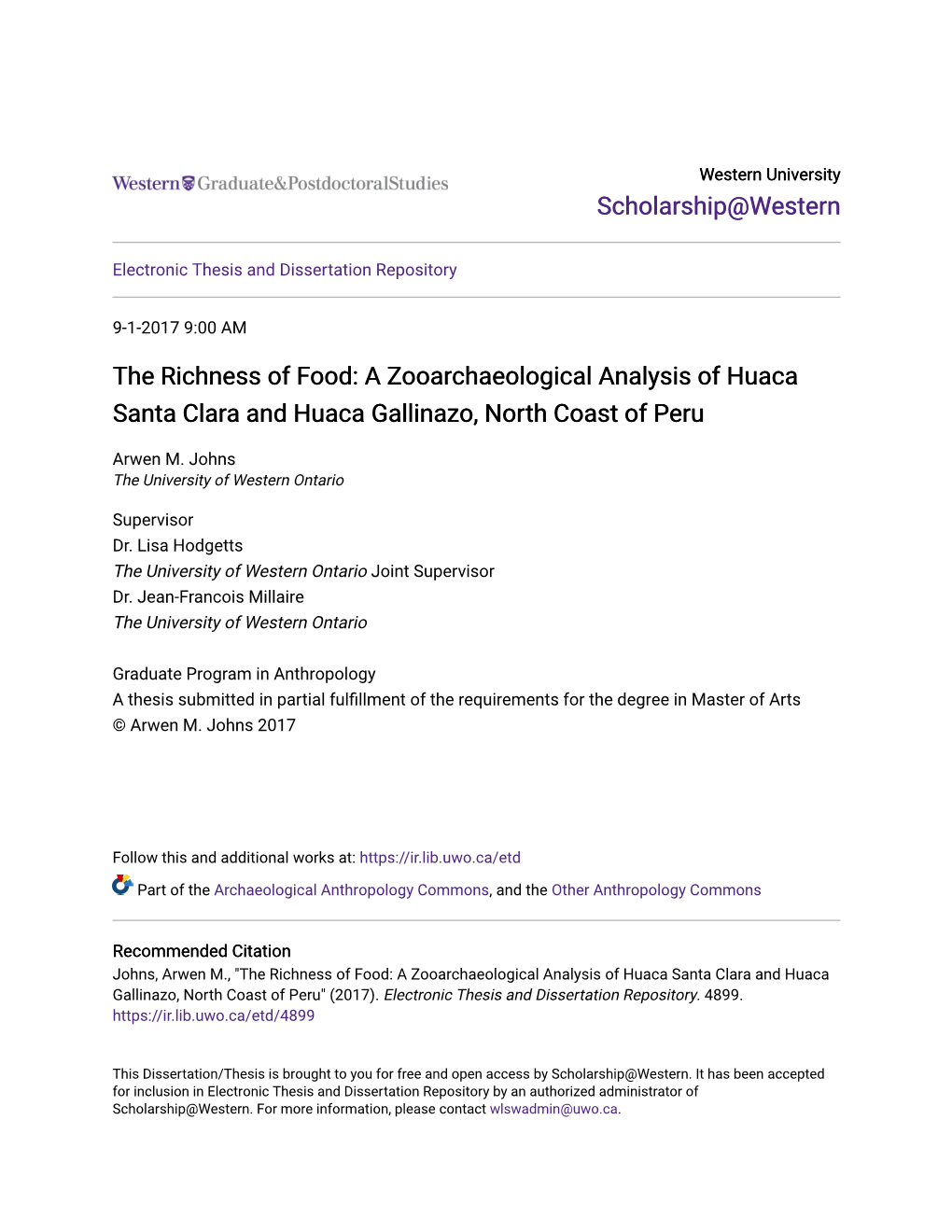 A Zooarchaeological Analysis of Huaca Santa Clara and Huaca Gallinazo, North Coast of Peru