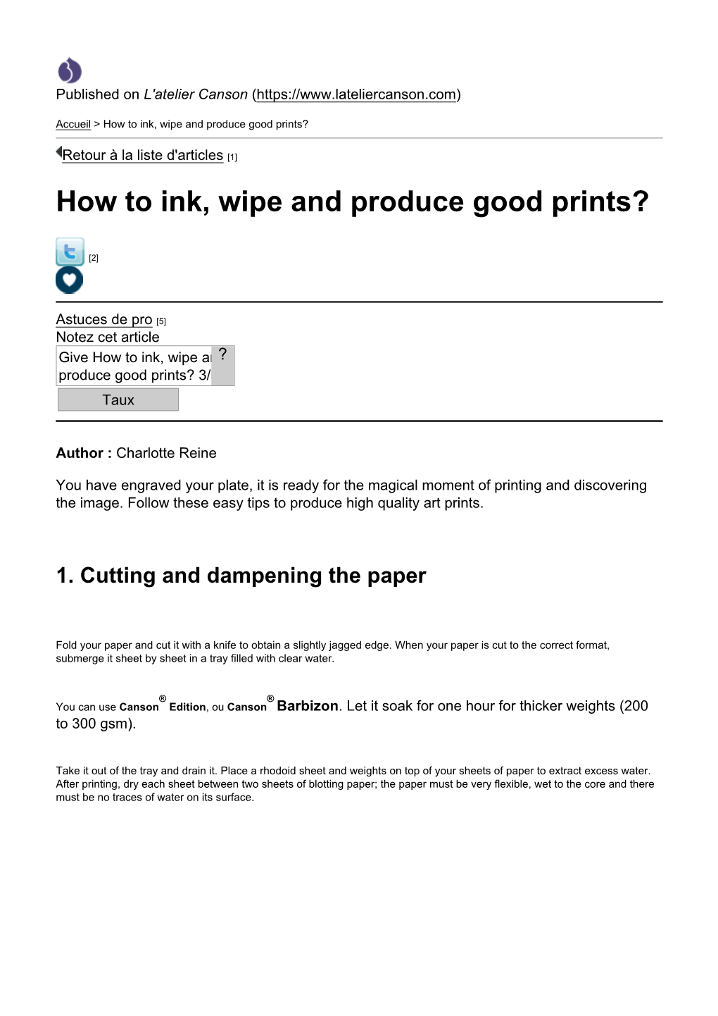 How to Ink, Wipe and Produce Good Prints?