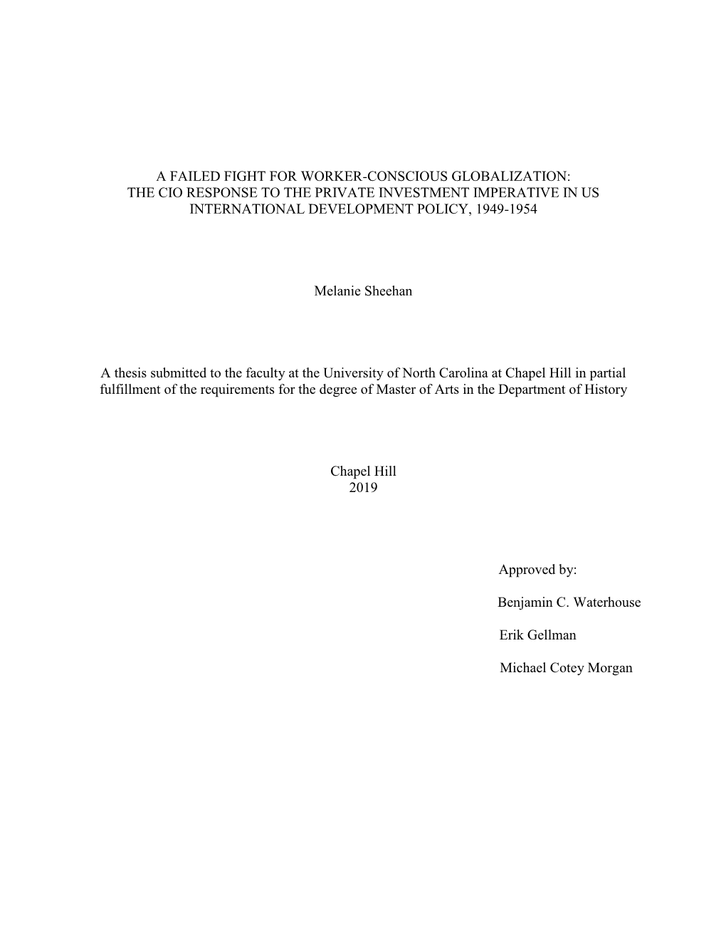 The Cio Response to the Private Investment Imperative in Us International Development Policy, 1949-1954