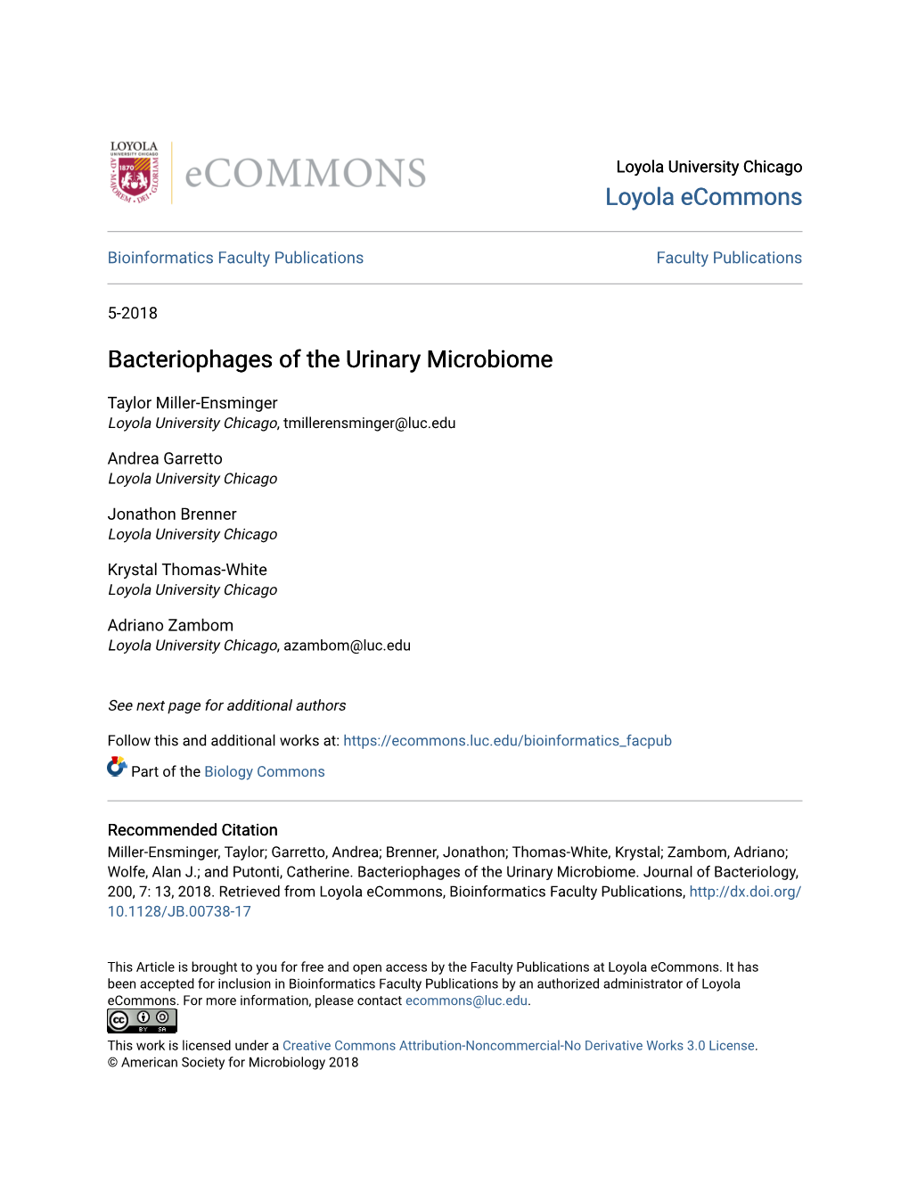 Bacteriophages of the Urinary Microbiome