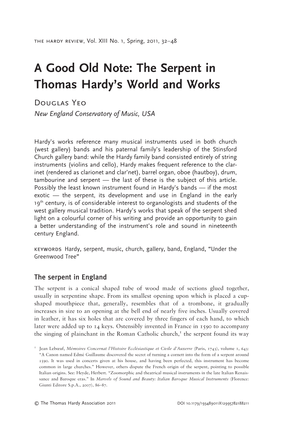 The Serpent in Thomas Hardy's World and Works