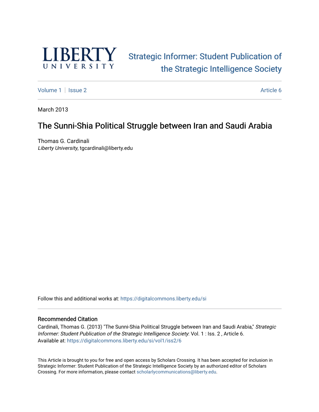 The Sunni-Shia Political Struggle Between Iran and Saudi Arabia