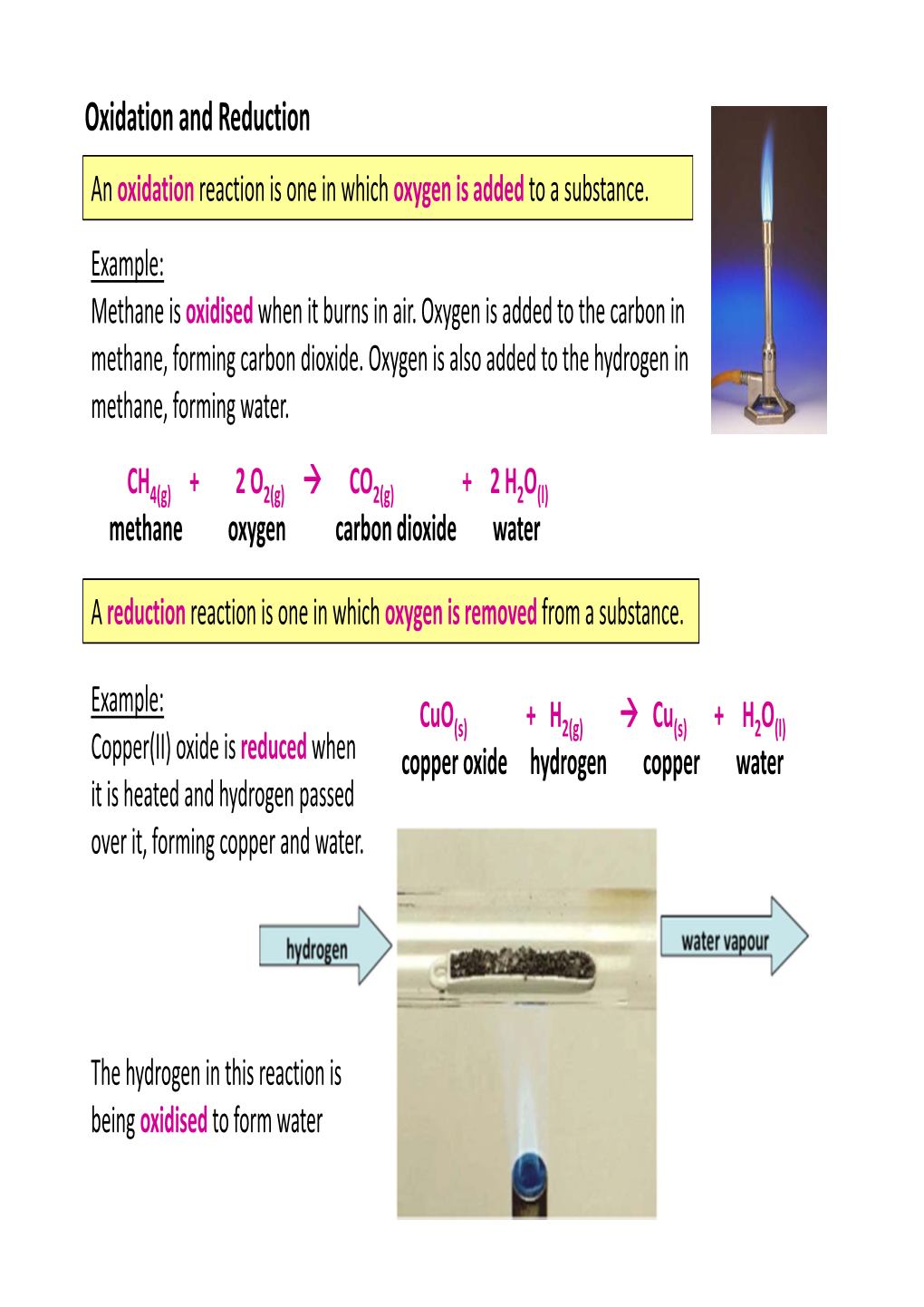 Oxidation and Reduction an Oxidation Reaction Is One in Which Oxygen Is Added to a Substance