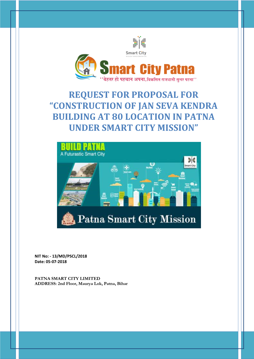 Request for Proposal for “Construction of Jan Seva Kendra Building at 80 Location in Patna Under Smart City Mission”
