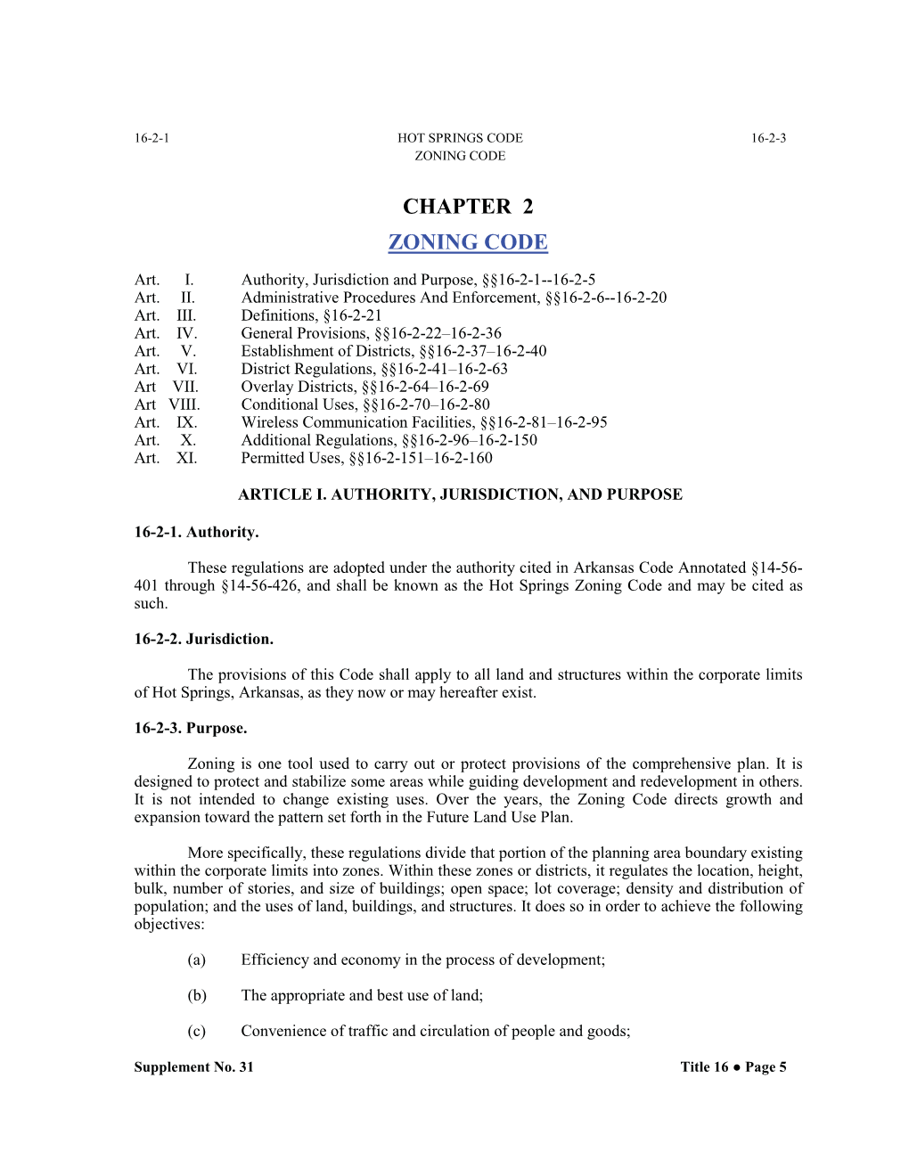 Chapter 2 Zoning Code