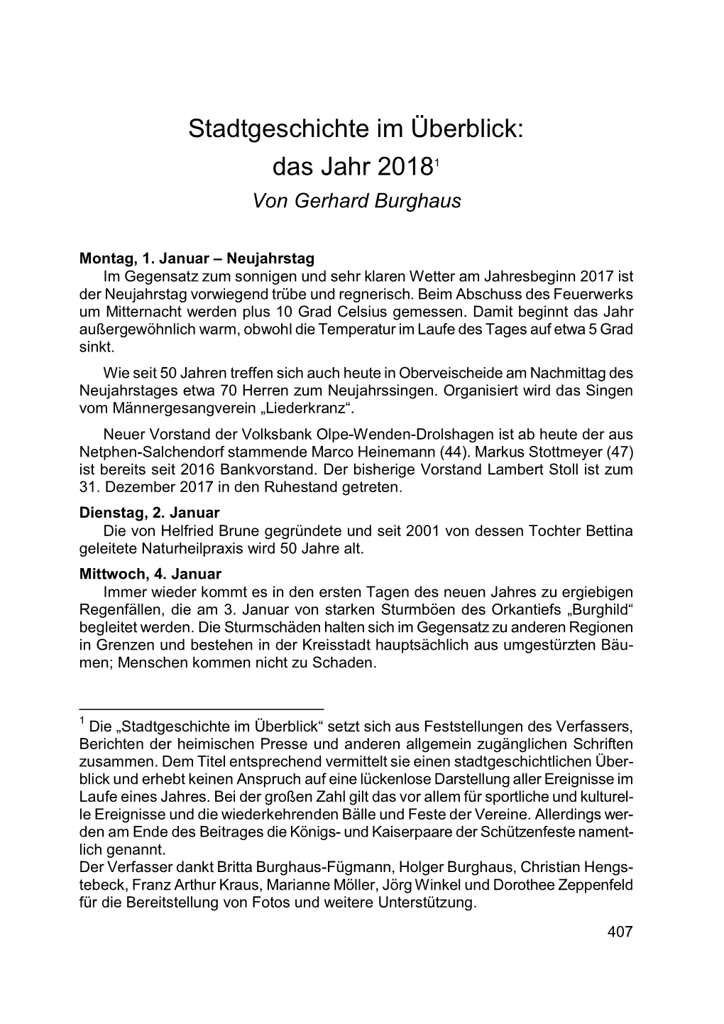 Stadtgeschichte Im Überblick: Das Jahr 20181 Von Gerhard Burghaus