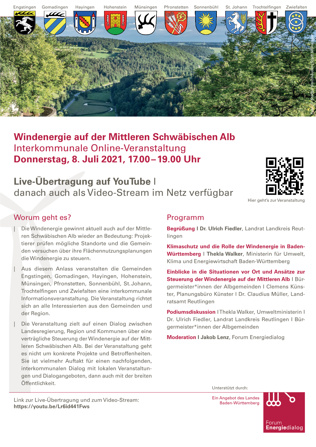 Windenergie Auf Der Mittleren Schwäbischen Alb Interkommunale Online-Veranstaltung Donnerstag, 8