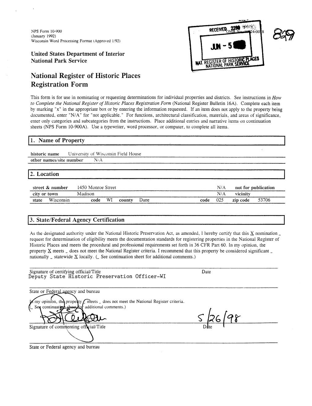 National Register of Historic Places Registration Form