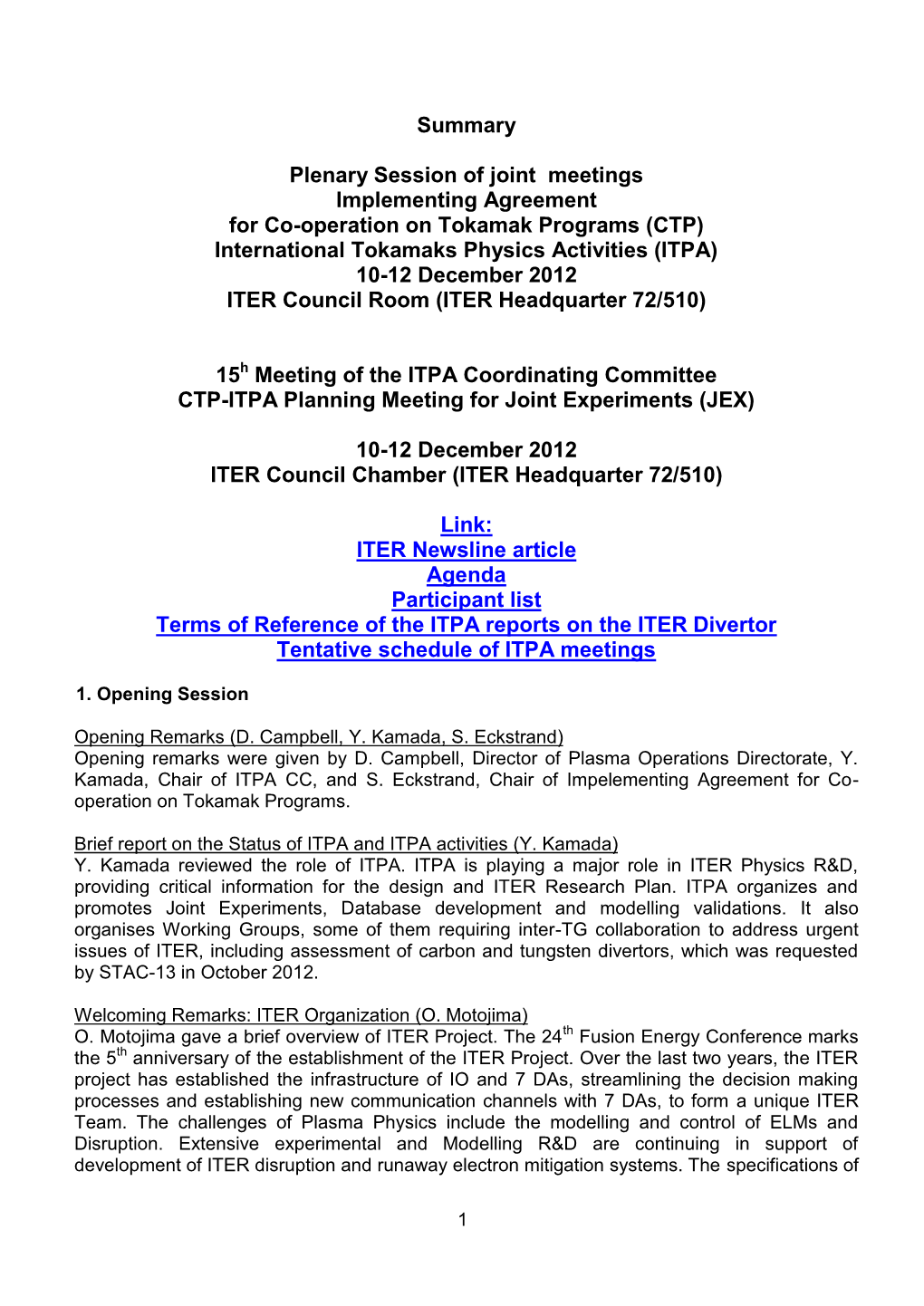8Th IEA-ITPA Jointx Agenda