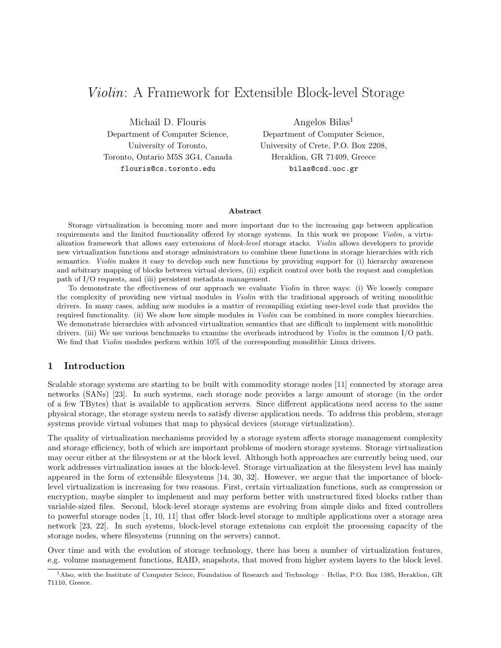 Violin: a Framework for Extensible Block-Level Storage