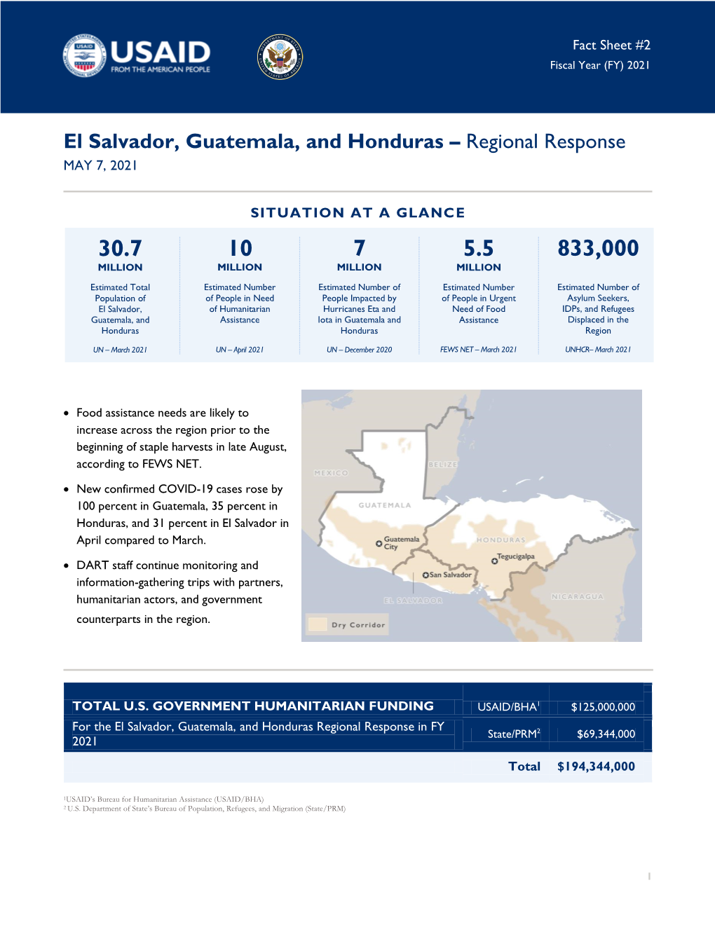 El Salvador, Guatemala, and Honduras – Regional Response MAY 7, 2021