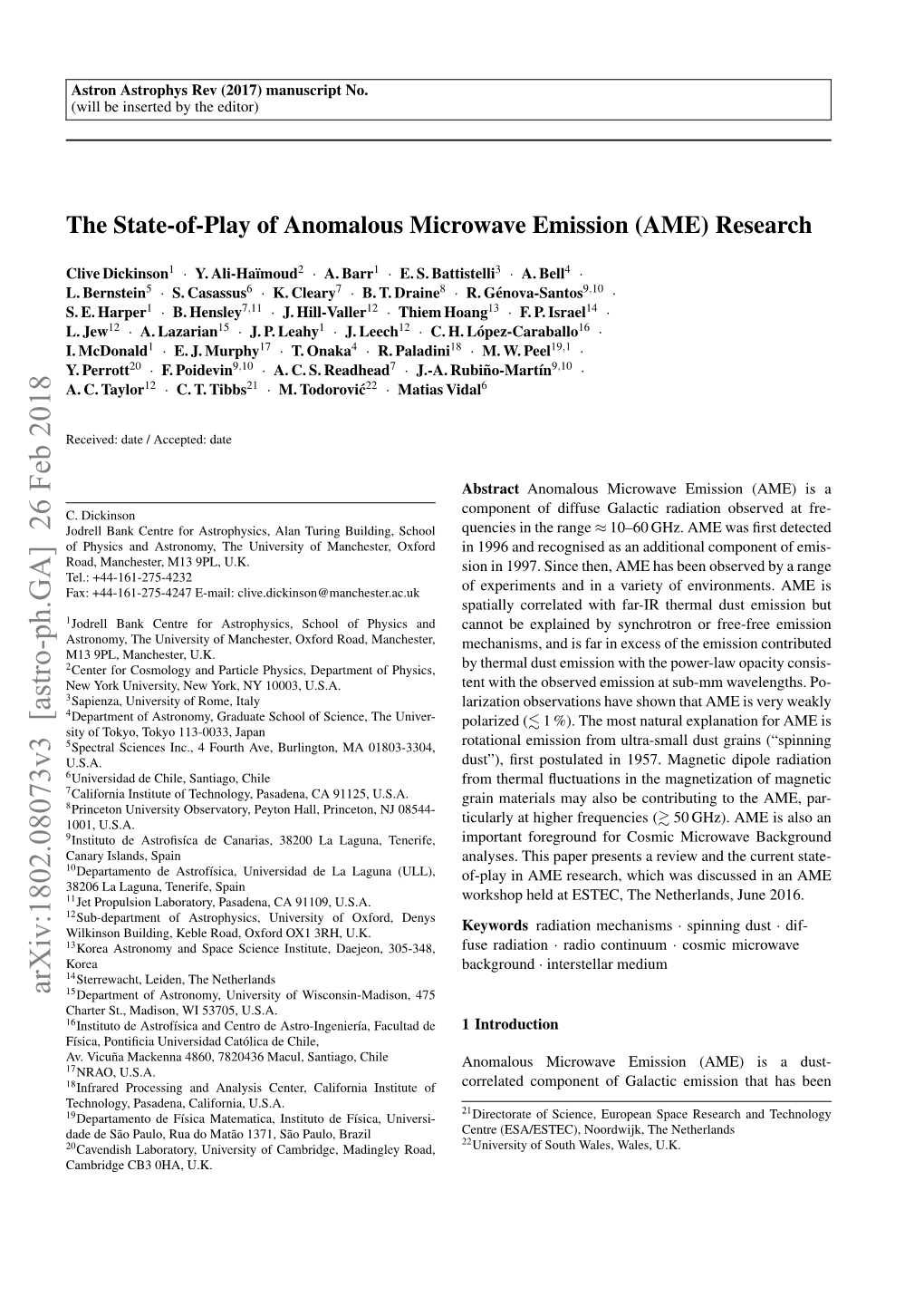 The State-Of-Play of Anomalous Microwave Emission (AME) Research