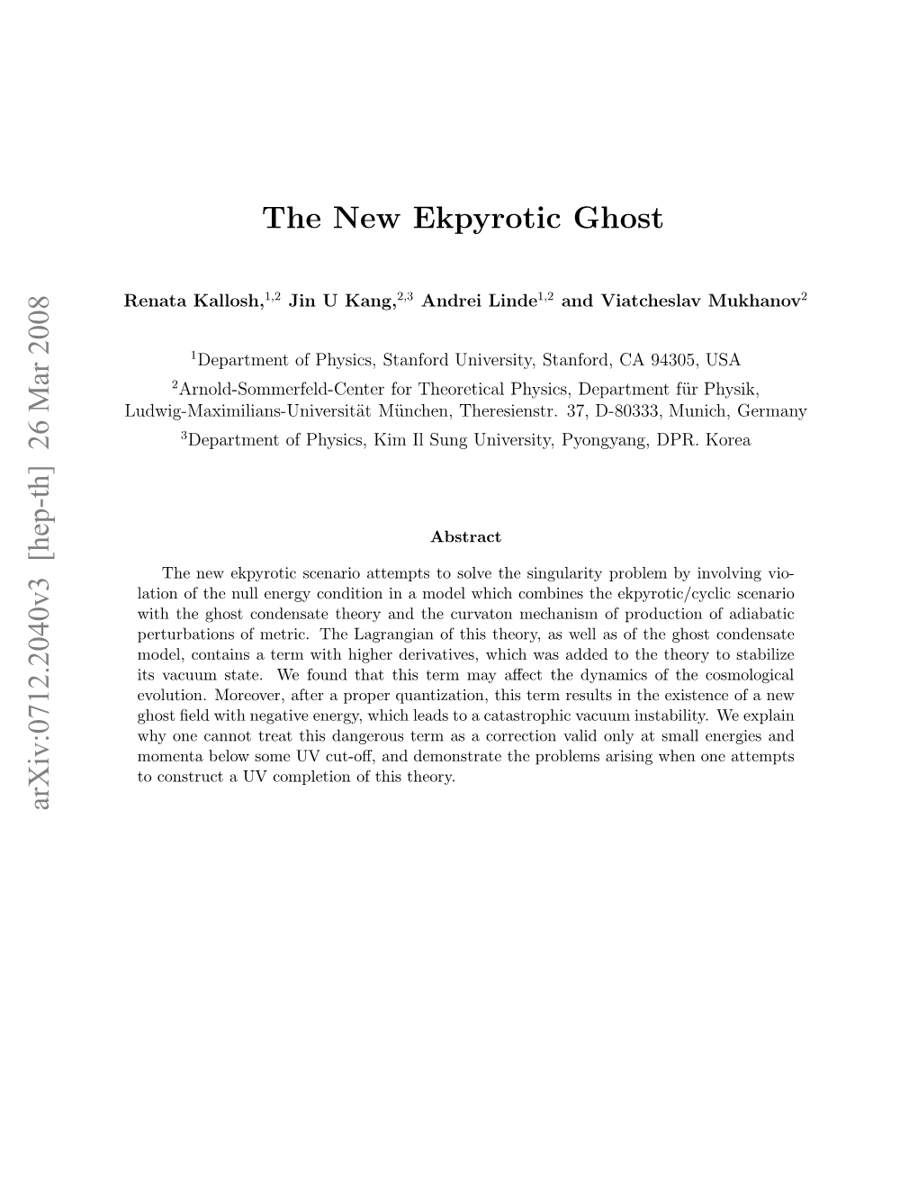 The New Ekpyrotic Ghost