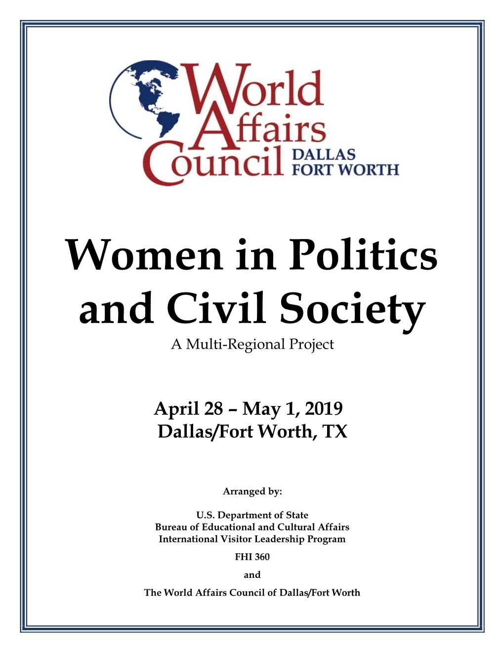 Women in Politics and Civil Society a Multi-Regional Project