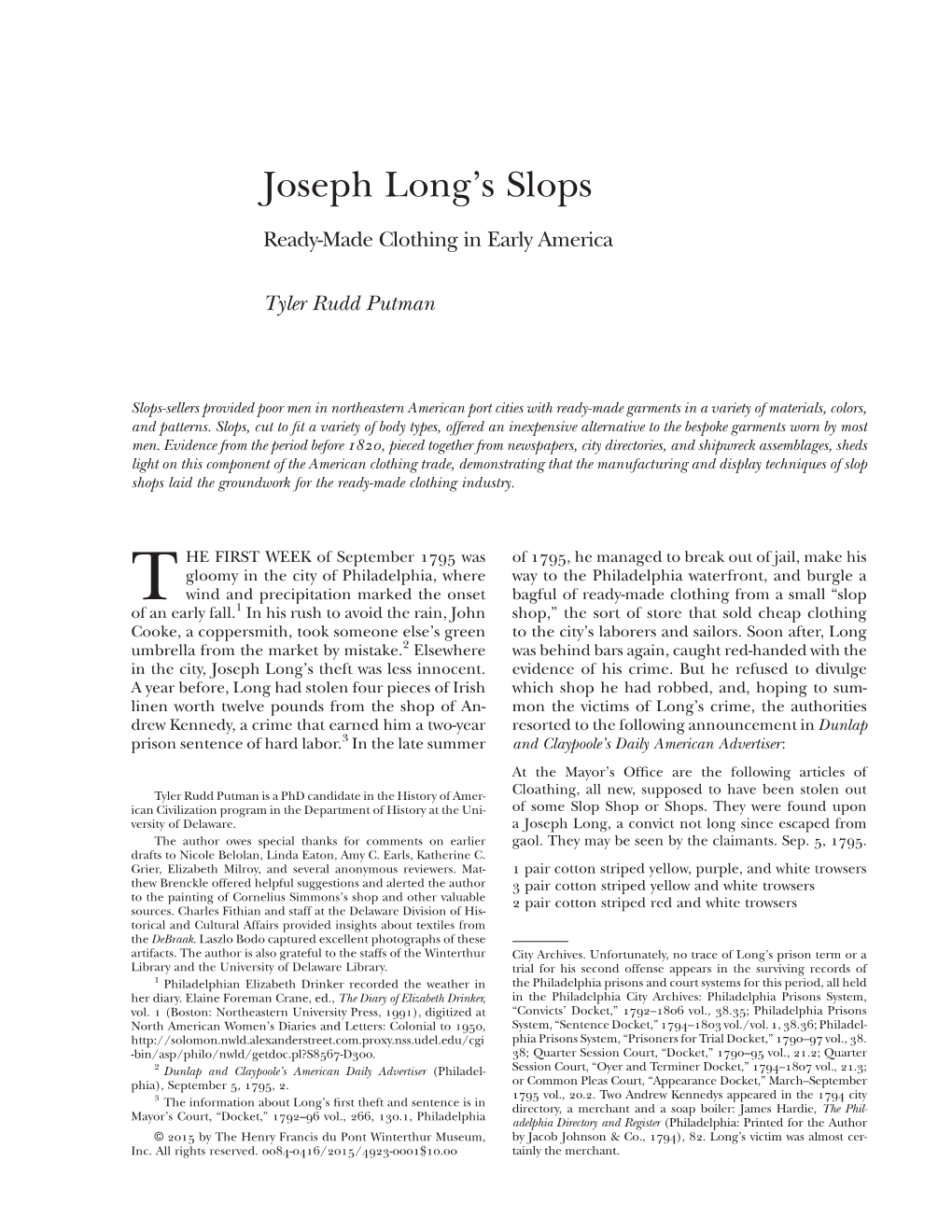 Joseph Long's Slops