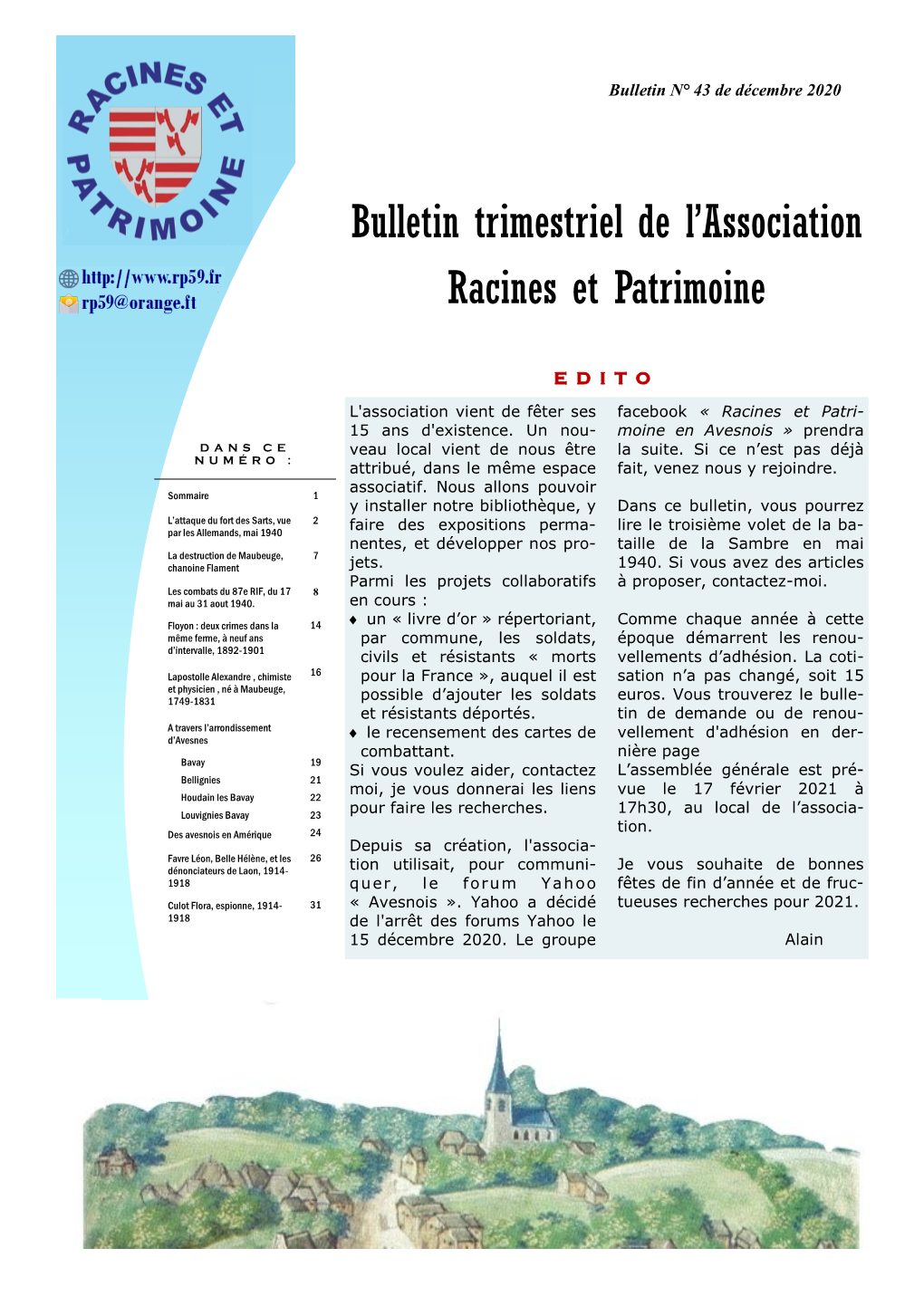 Bulletin Trimestriel De L'association Racines Et Patrimoine