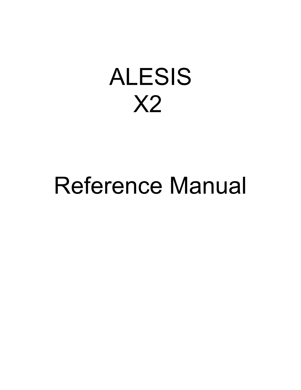 ALESIS X2 Reference Manual