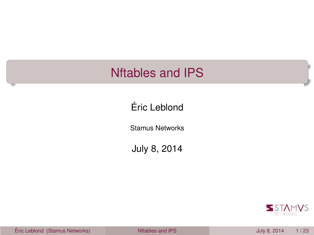 Nftables and IPS