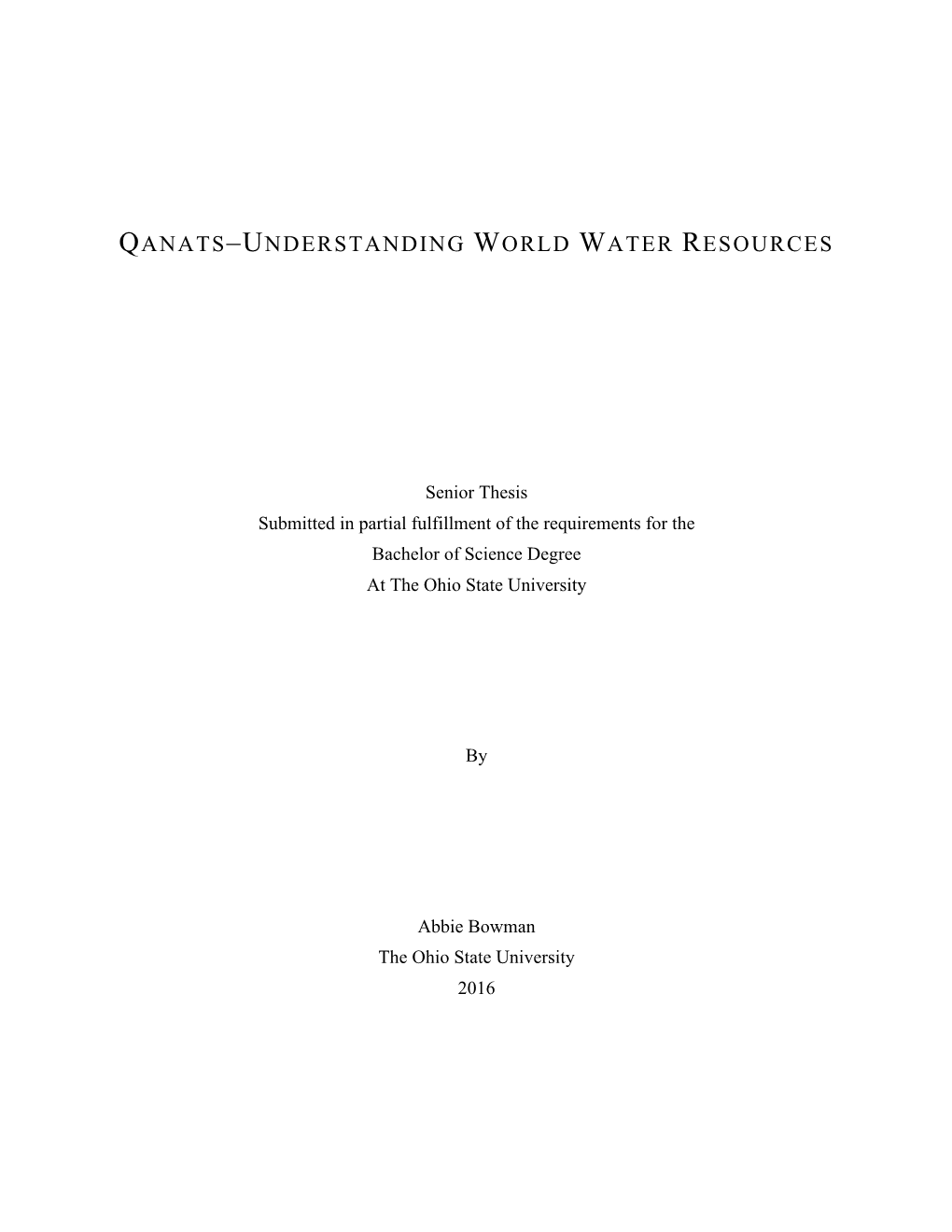Qanats–Understanding World Water Resources
