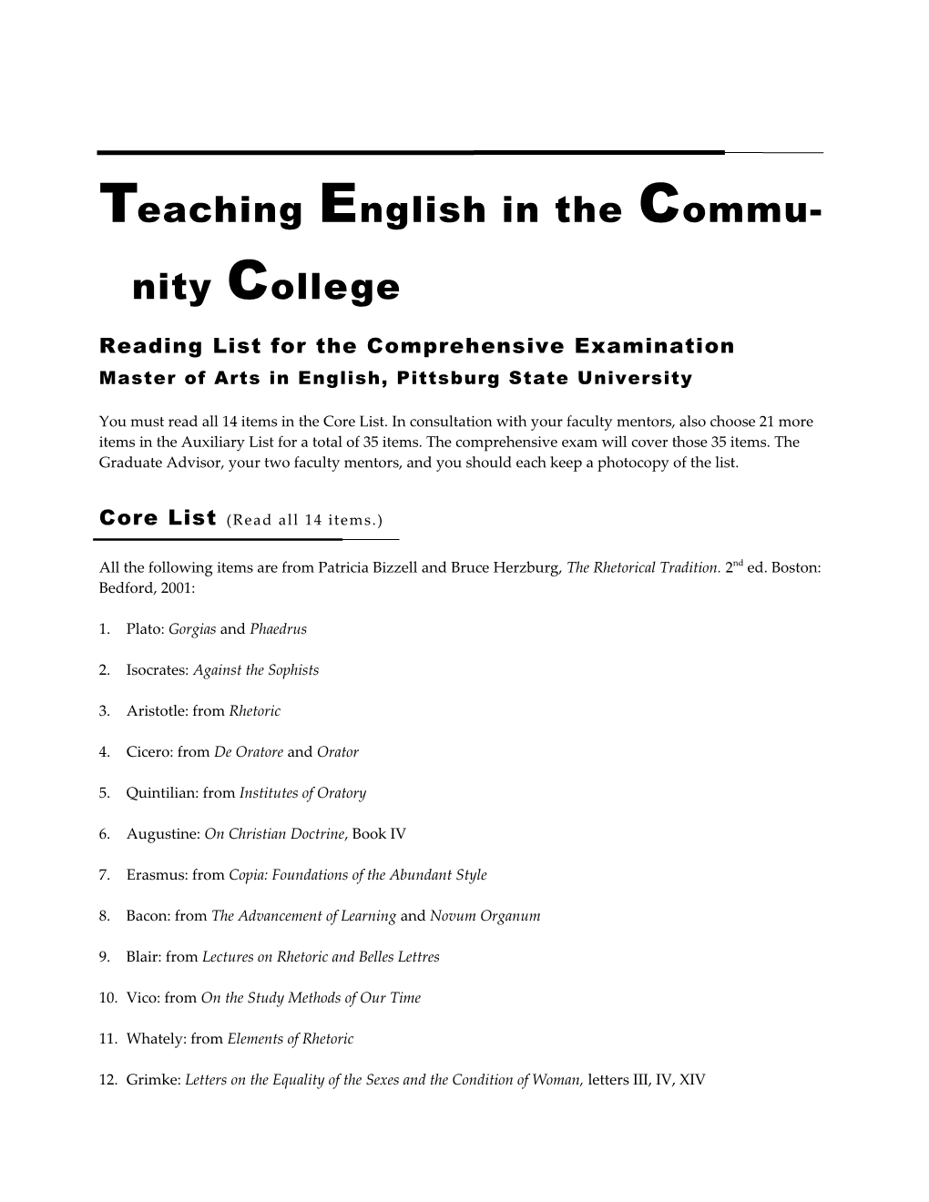 Teaching English in the Community College