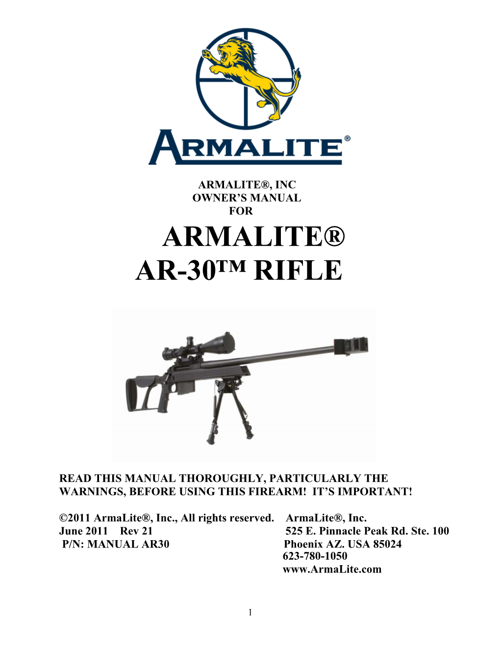 Armalite® Ar-30™ Rifle