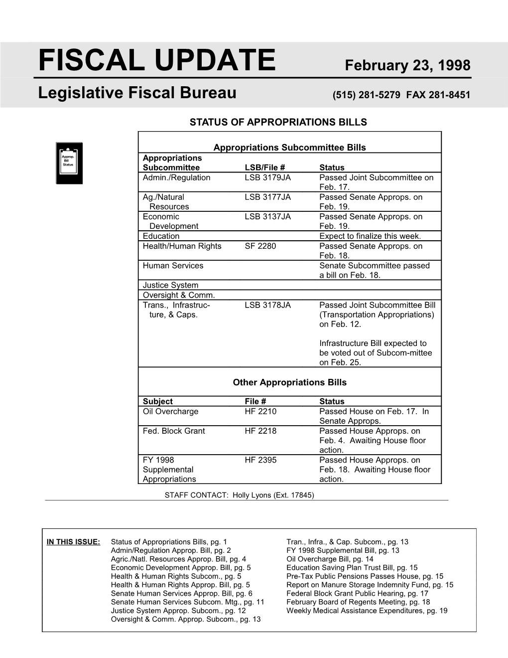 Fiscal Update