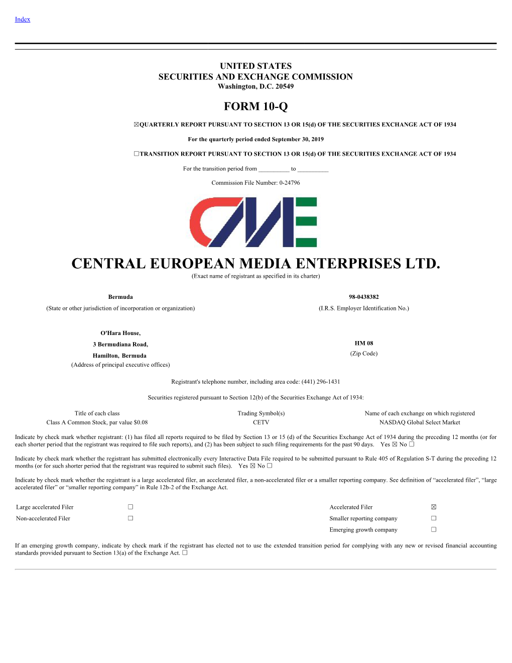 CENTRAL EUROPEAN MEDIA ENTERPRISES LTD. (Exact Name of Registrant As Specified in Its Charter)