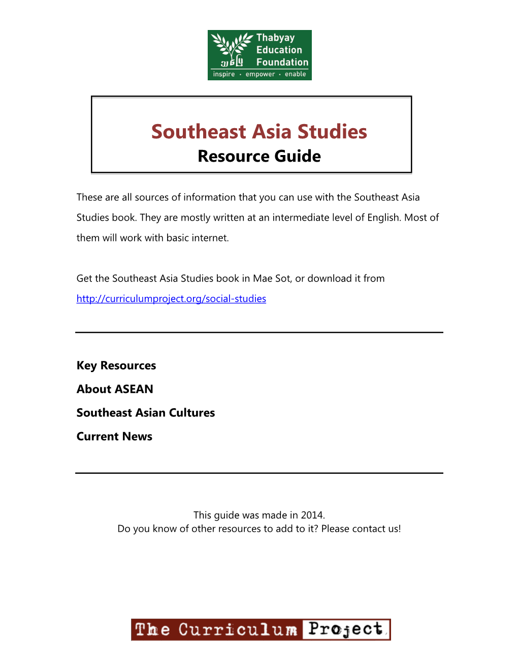 Southeast Asia Studies Resource Guide