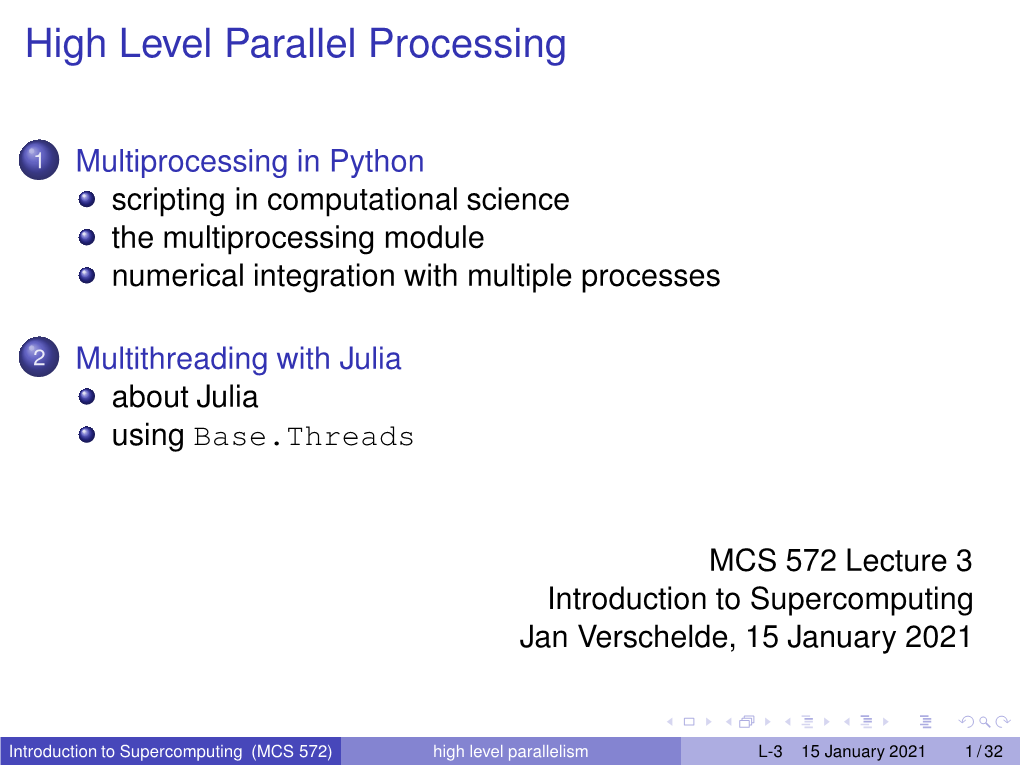High Level Parallel Processing