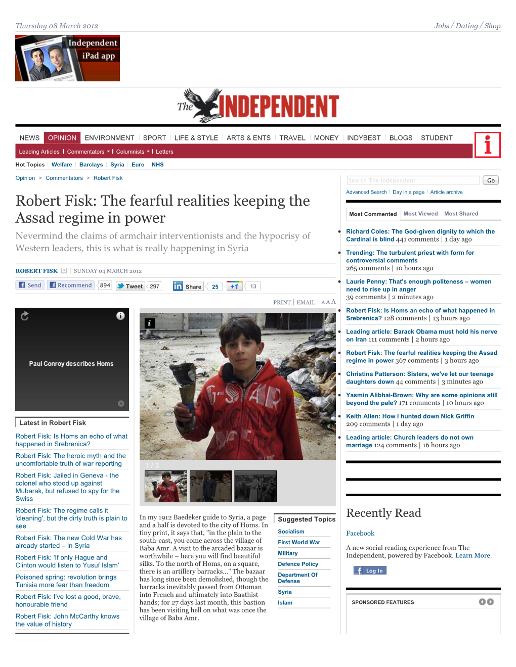 Robert Fisk Search the Independent Go